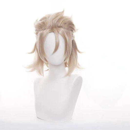 "Genshin Impact" Albedo COS Wig - Styling style, no need to trim, short blond hair, high temperature wire