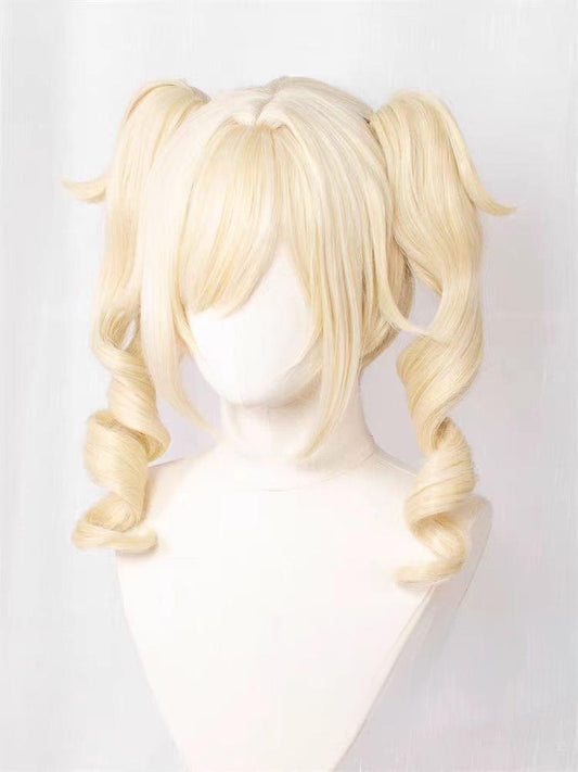 Barbara COS Wig from "Genshin Impact" - Styling style, no trimming required, light blonde double ponytails, high temperature wire