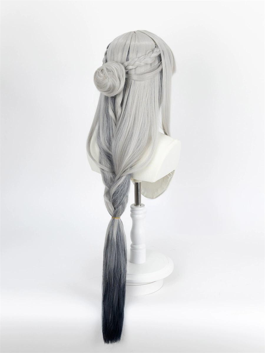 "Genshin Impact" Shen He COS Wig - Styling style, no need to trim, silver-gray long hair, high temperature silk