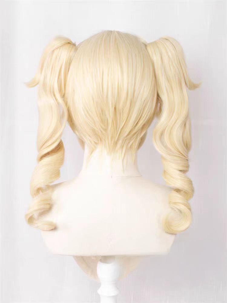 Barbara COS Wig from "Genshin Impact" - Styling style, no trimming required, light blonde double ponytails, high temperature wire