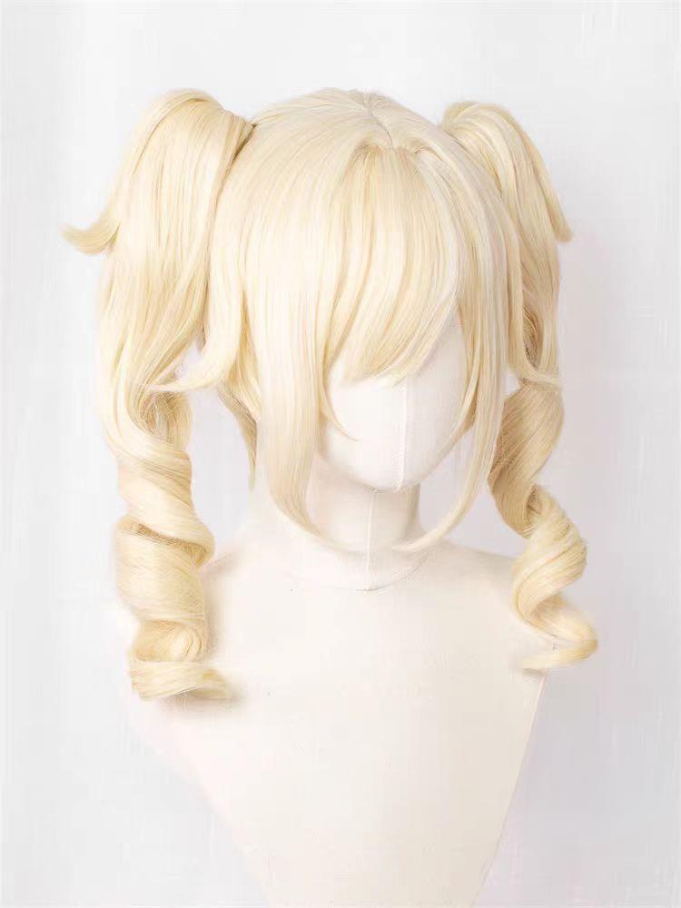 Barbara COS Wig from "Genshin Impact" - Styling style, no trimming required, light blonde double ponytails, high temperature wire