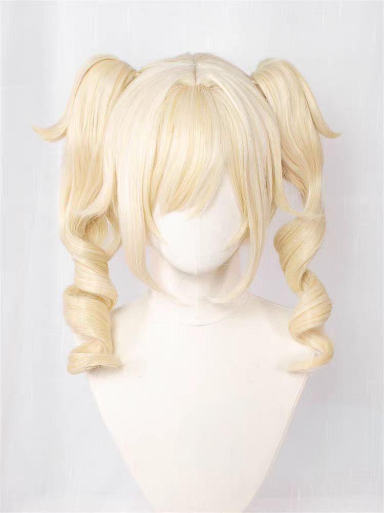 Barbara COS Wig from "Genshin Impact" - Styling style, no trimming required, light blonde double ponytails, high temperature wire