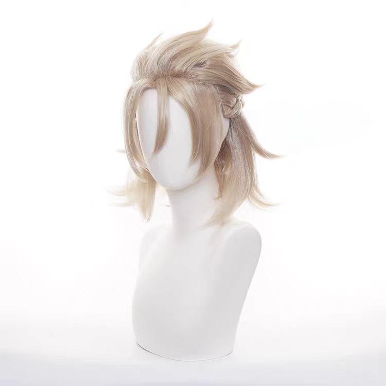 "Genshin Impact" Albedo COS Wig - Styling style, no need to trim, short blond hair, high temperature wire