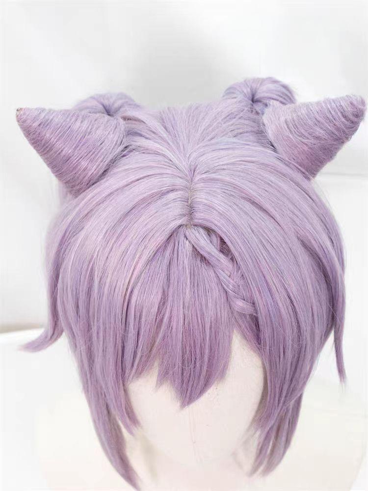 "Genshin Impact" Keqing COS Wig - Styling style, no trimming required, dark purple double ponytails, high temperature silk